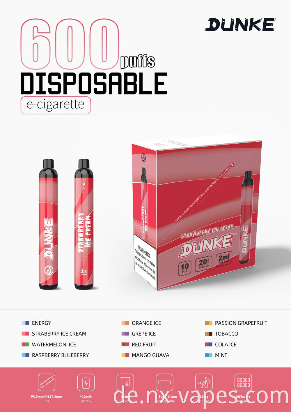 Dunke Amo 600 Puffs 一次性电子烟 5 Jpg